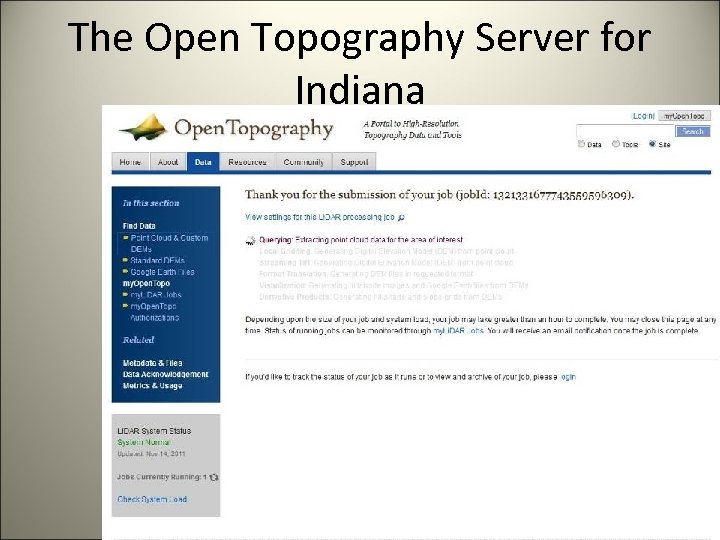 The Open Topography Server for Indiana 