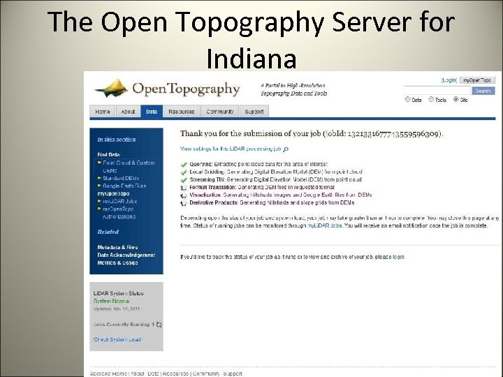 The Open Topography Server for Indiana 