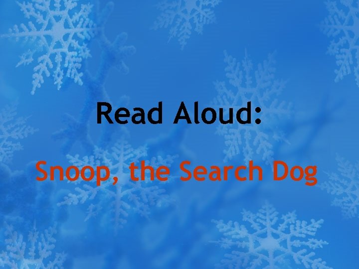 Read Aloud: Snoop, the Search Dog 