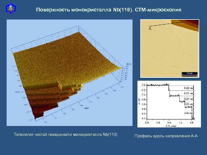 Поверхность монокристалла Nb(110). СТМ-микроскопия Топология чистой поверхности монокристалла Nb(110) Профиль вдоль направления А-А 