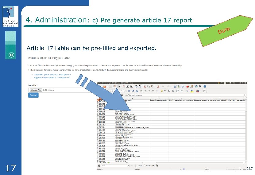4. Administration: c) Pre generate article 17 report e Don Article 17 table can