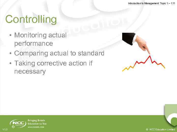 Introduction to Management Topic 1 – 1. 11 Controlling • Monitoring actual performance •