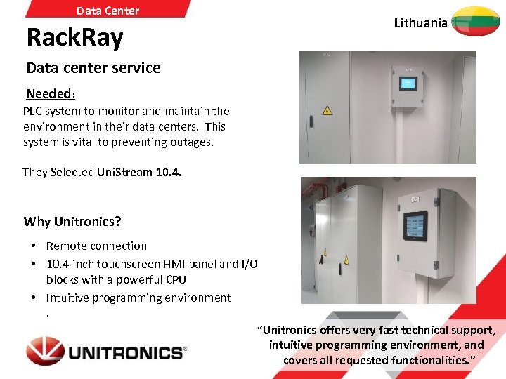 Data Center Rack. Ray Lithuania Data center service Needed: PLC system to monitor and