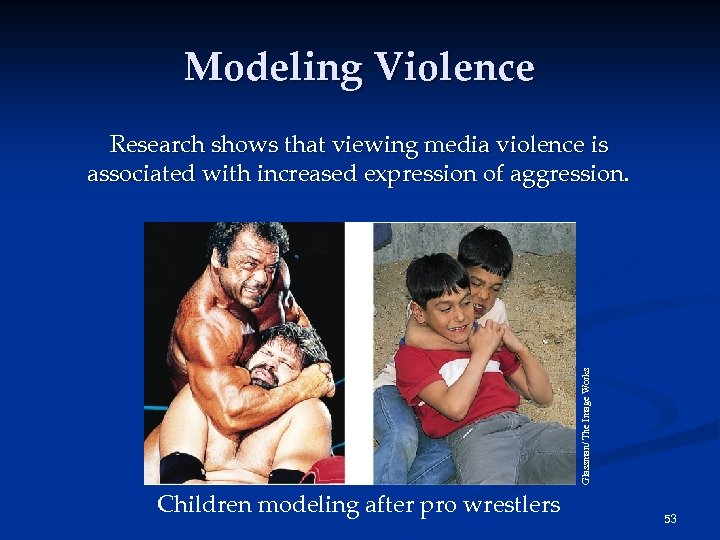 Modeling Violence Children modeling after pro wrestlers Glassman/ The Image Works Bob Daemmrich/ The