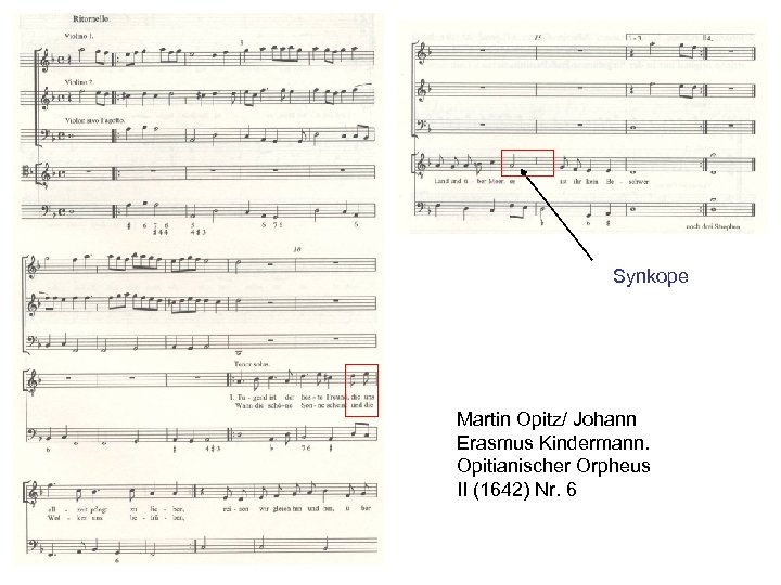 Synkope Martin Opitz/ Johann Erasmus Kindermann. Opitianischer Orpheus II (1642) Nr. 6 