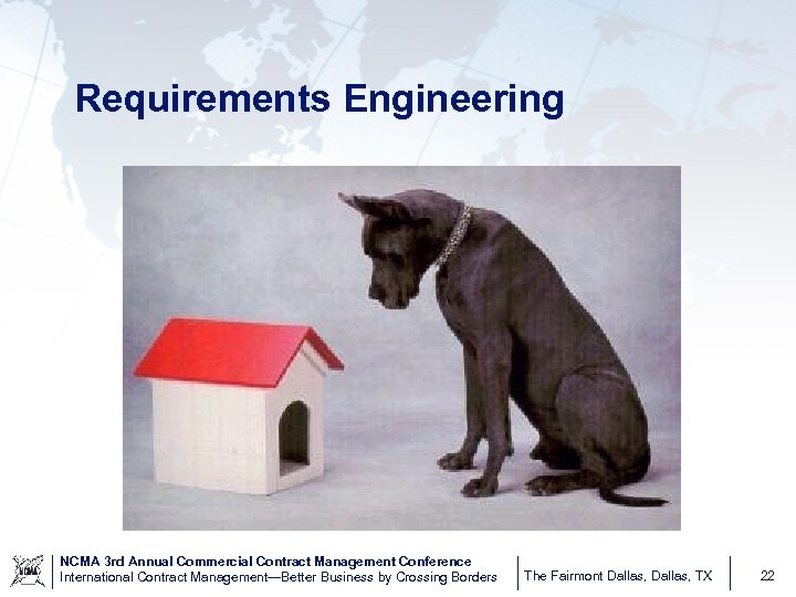 Requirements Engineering NCMA 3 rd Annual Commercial Contract Management Conference International Contract Management—Better Business