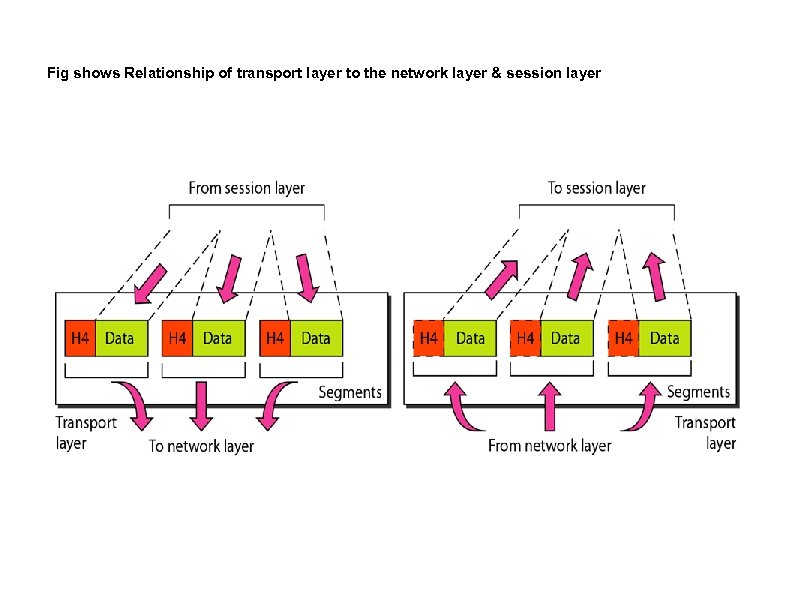 Fig shows Relationship of transport layer to the network layer & session layer 