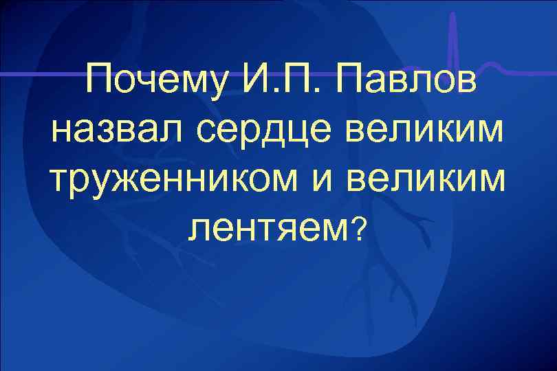 Почему И. П. Павлов назвал сердце великим труженником и великим лентяем? 