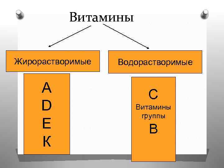 Витамины Жирорастворимые А D Е К Водорастворимые С Витамины группы В 