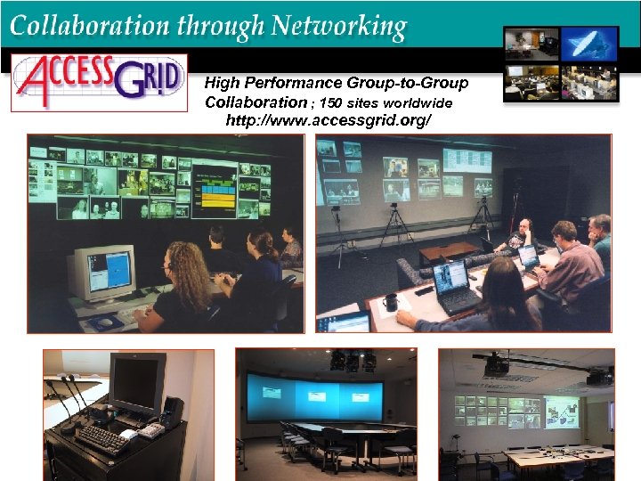 High Performance Group-to-Group Collaboration ; 150 sites worldwide http: //www. accessgrid. org/ 