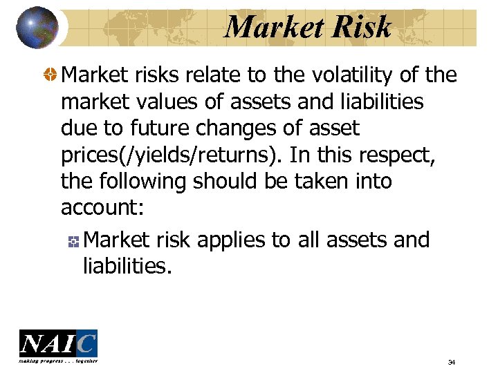 Market Risk Market risks relate to the volatility of the market values of assets