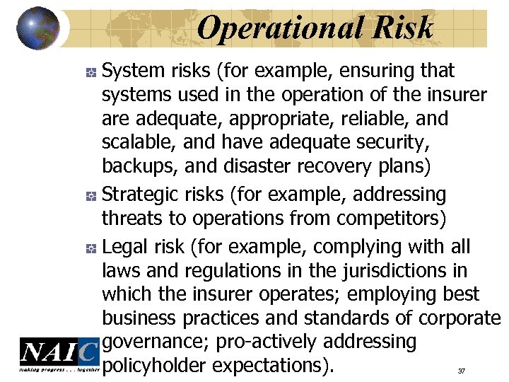 Operational Risk System risks (for example, ensuring that systems used in the operation of