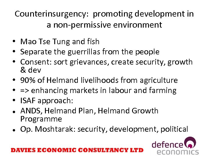 Counterinsurgency: promoting development in a non-permissive environment • Mao Tse Tung and fish •