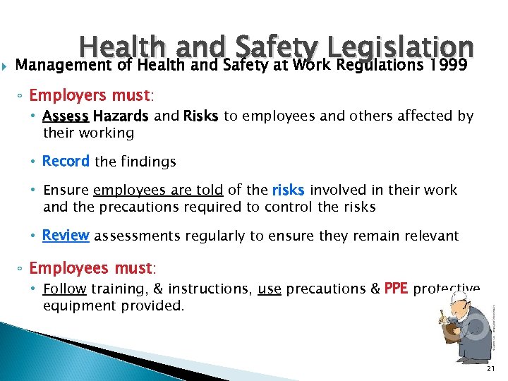  Health and. Safety at Work. Legislation Safety Regulations 1999 Management of Health and