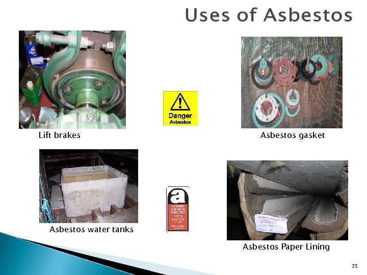 Lift brakes Asbestos gasket Asbestos water tanks Asbestos Paper Lining 35 