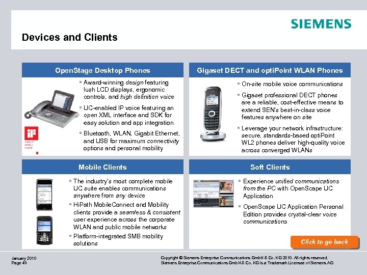 Devices and Clients Open. Stage Desktop Phones Gigaset DECT and opti. Point WLAN Phones