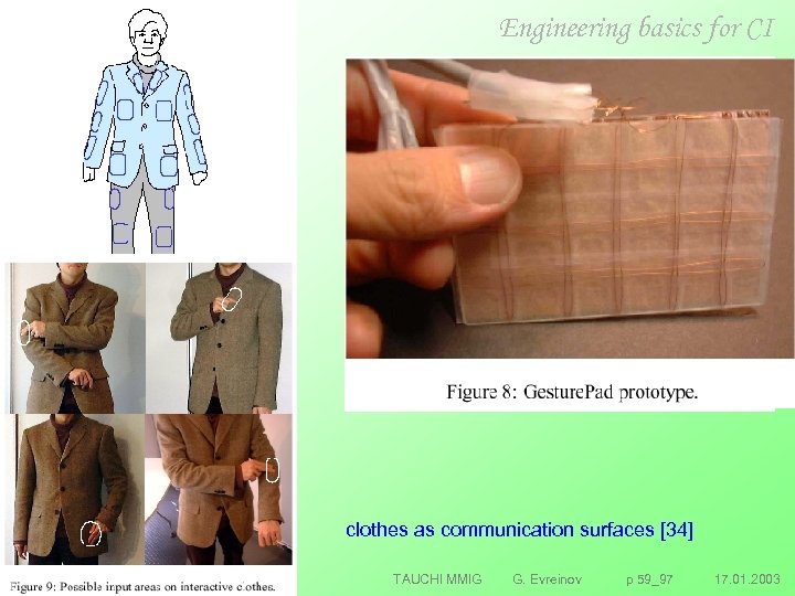 Engineering basics for CI clothes as communication surfaces [34] TAUCHI MMIG G. Evreinov p