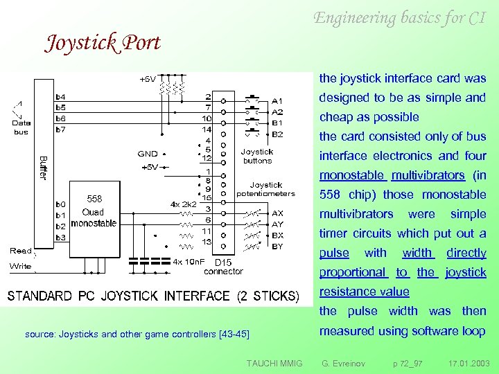 Engineering basics for CI Joystick Port the joystick interface card was designed to be