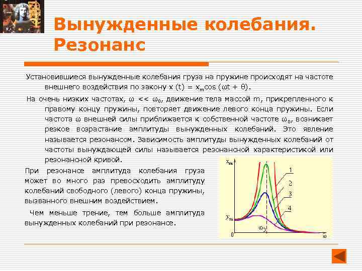 Вынужденные колебания. Резонанс Установившиеся вынужденные колебания груза на пружине происходят на частоте внешнего воздействия