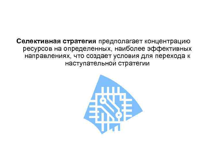 Селективная стратегия предполагает концентрацию ресурсов на определенных, наиболее эффективных направлениях, что создает условия для