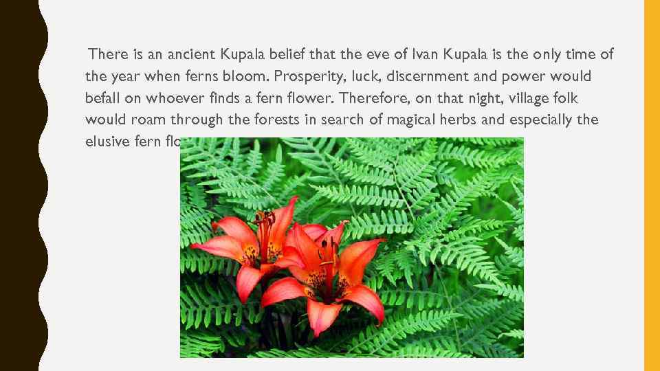 There is an ancient Kupala belief that the eve of Ivan Kupala is the