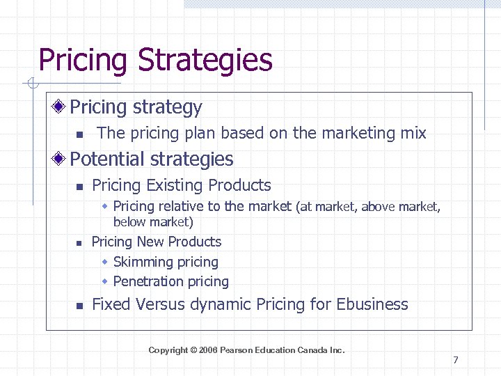 Pricing Strategies Pricing strategy n The pricing plan based on the marketing mix Potential
