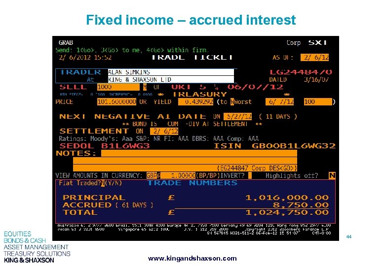 Fixed income – accrued interest 44 www. kingandshaxson. com 