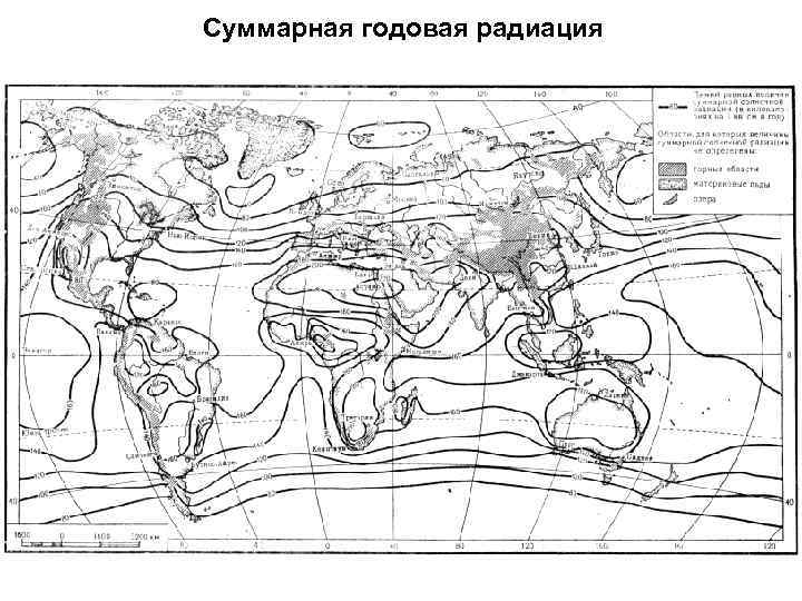 Карта суммарной солнечной радиации