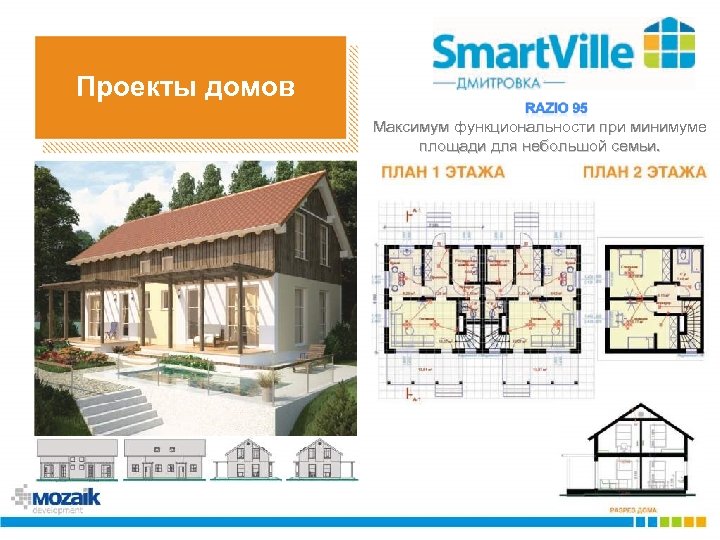 Проекты домов Максимум функциональности при минимуме площади для небольшой семьи. 