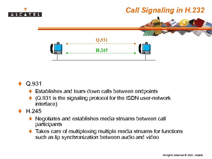 Call Signaling in H. 232 Q. 931 H. 245 t Q. 931 t Establishes