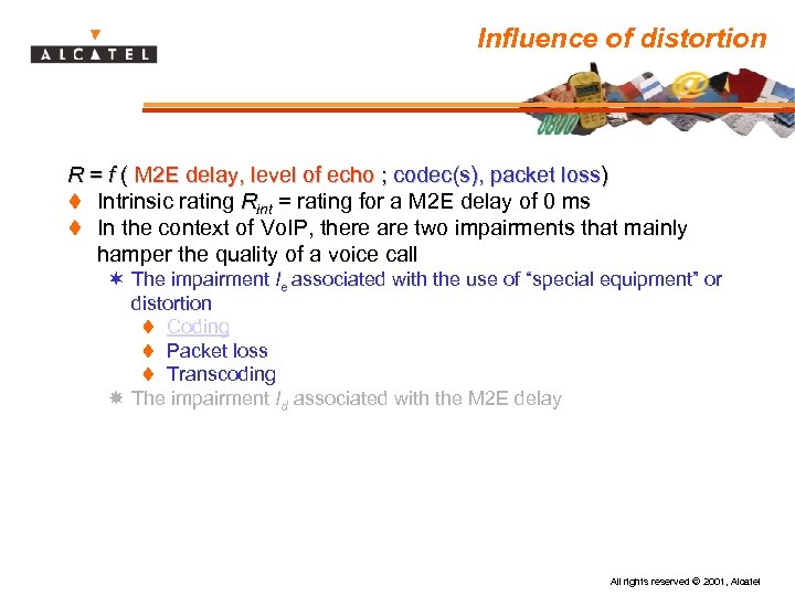 Influence of distortion R = f ( M 2 E delay, level of echo