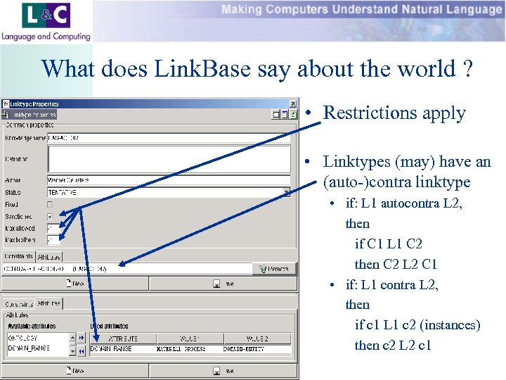 What does Link. Base say about the world ? • Restrictions apply • Linktypes