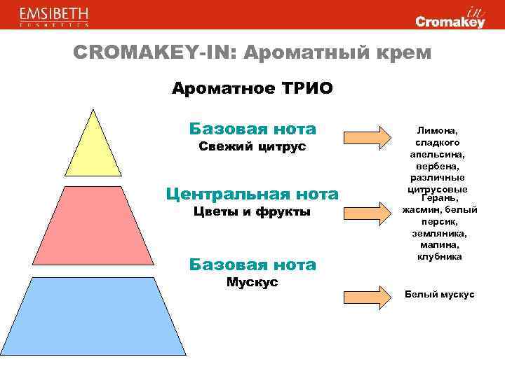 CROMAKEY-IN: Ароматный крем Ароматное ТРИО Базовая нота Свежий цитрус Центральная нота Цветы и фрукты