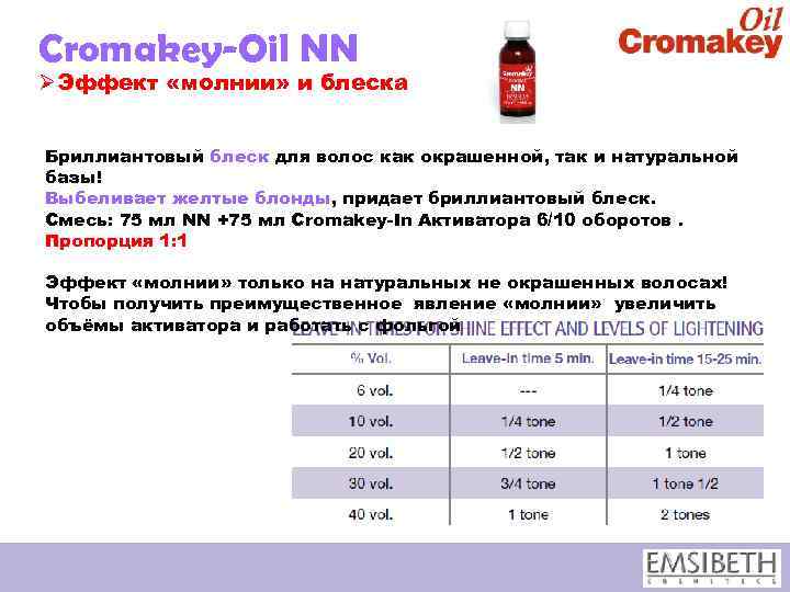 Cromakey-Oil NN ØЭффект «молнии» и блеска Бриллиантовый блеск для волос как окрашенной, так и
