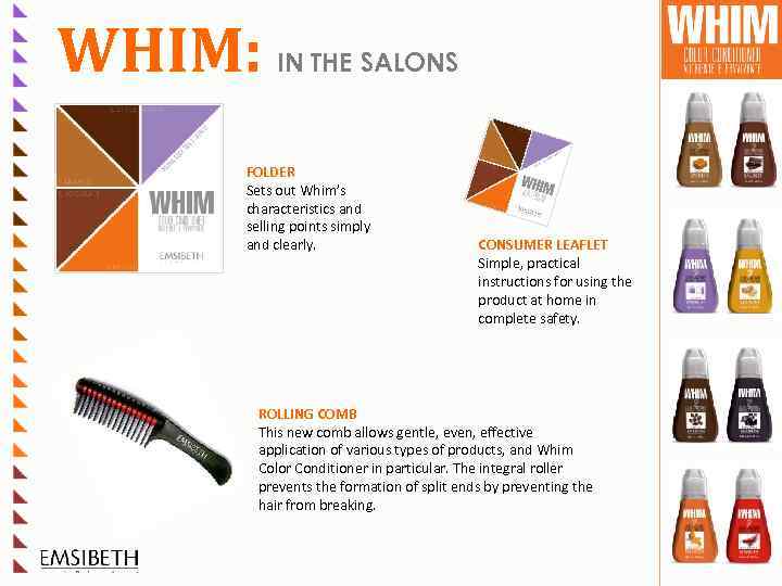 WHIM: IN THE SALONS FOLDER Sets out Whim’s characteristics and selling points simply and