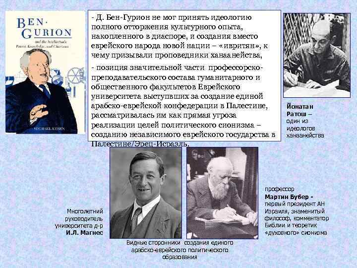 - Д. Бен-Гурион не мог принять идеологию полного отторжения культурного опыта, накопленного в диаспоре,