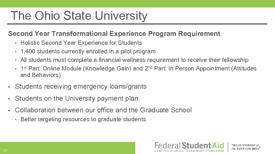 The Ohio State University Second Year Transformational Experience Program Requirement • • Holistic Second