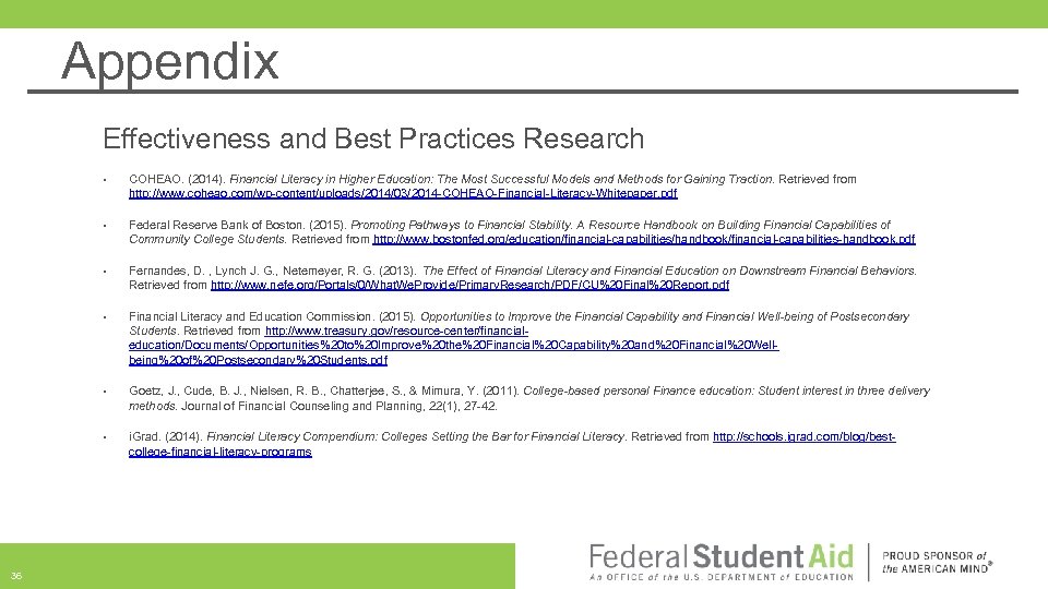 Appendix Effectiveness and Best Practices Research • • Federal Reserve Bank of Boston. (2015).