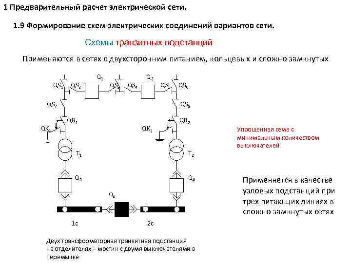 1 Предварительный расчет электрической сети. 1. 9 Формирование схем электрических соединений вариантов сети. Схемы