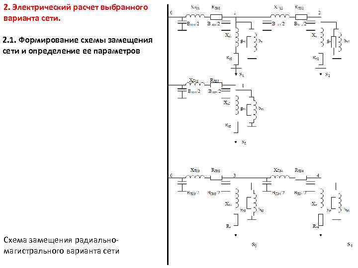 2. Электрический расчет выбранного варианта сети. 2. 1. Формирование схемы замещения сети и определение