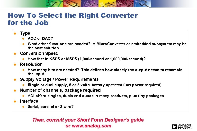 How To Select the Right Converter for the Job u Type l l u