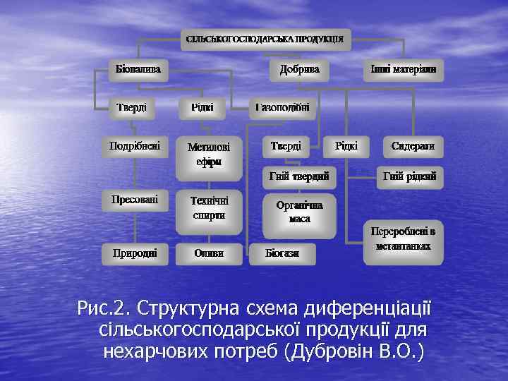 Рис. 2. Структурна схема диференціації сільськогосподарської продукції для нехарчових потреб (Дубровін В. О. )