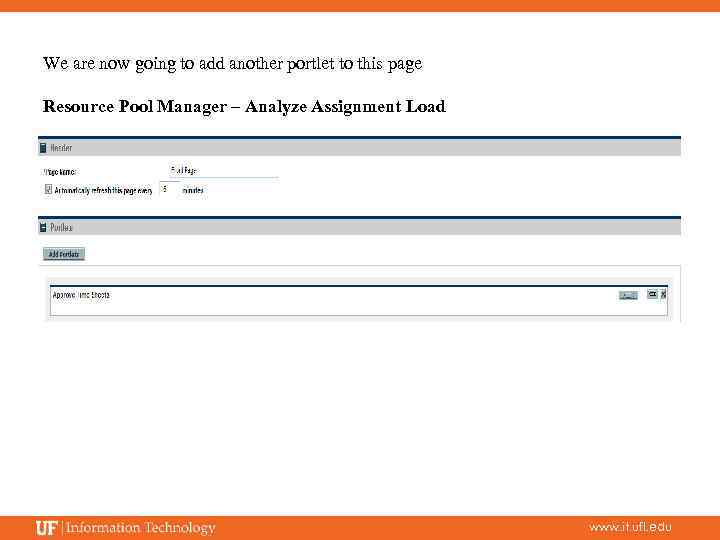 We are now going to add another portlet to this page Resource Pool Manager