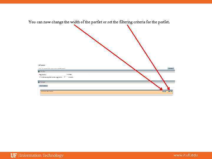 You can now change the width of the portlet or set the filtering criteria