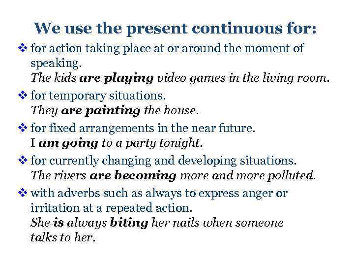 Spoken предложение. The Action is taking place. We use present Continuous for Action. Take place примеры. Present Continuous Actions, taking place at the moment.