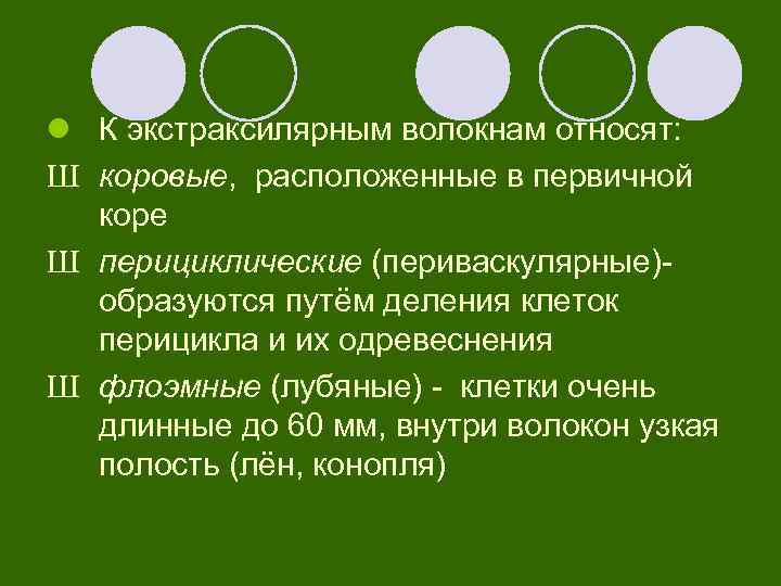 l К экстраксилярным волокнам относят: Ш коровые, расположенные в первичной коре Ш перициклические (периваскулярные)образуются