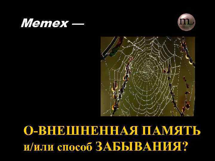 Memex — О-ВНЕШНЕННАЯ ПАМЯТЬ и/или способ ЗАБЫВАНИЯ? 
