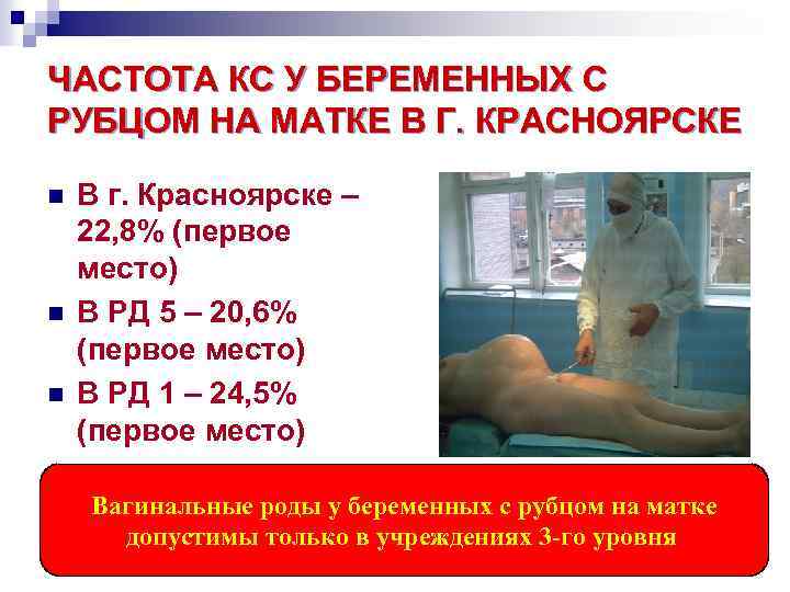 ЧАСТОТА КС У БЕРЕМЕННЫХ С РУБЦОМ НА МАТКЕ В Г. КРАСНОЯРСКЕ n n n