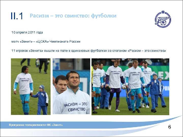 II. 1 Расизм – это свинство: футболки 10 апреля 2011 года матч «Зенит» –