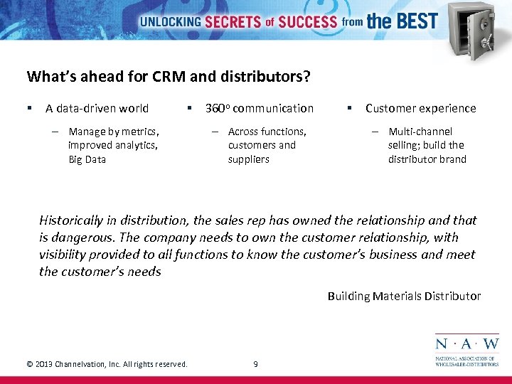 What’s ahead for CRM and distributors? § A data-driven world § – Manage by